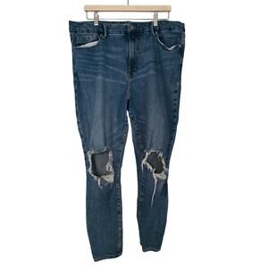 Good American Womens 18 Good Legs Skinny Jeans Dark Wash Stretch Denim NormCore